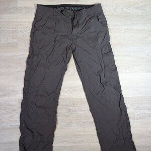 Prana Stretch Zion Pants Mens Medium 32x31 Belted Gray Cargo Hiking Roll Up READ